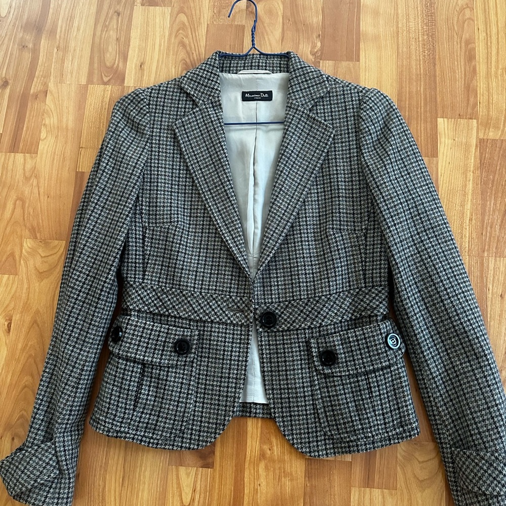 Massimo Dutti Houndstooth Tailored Blazer